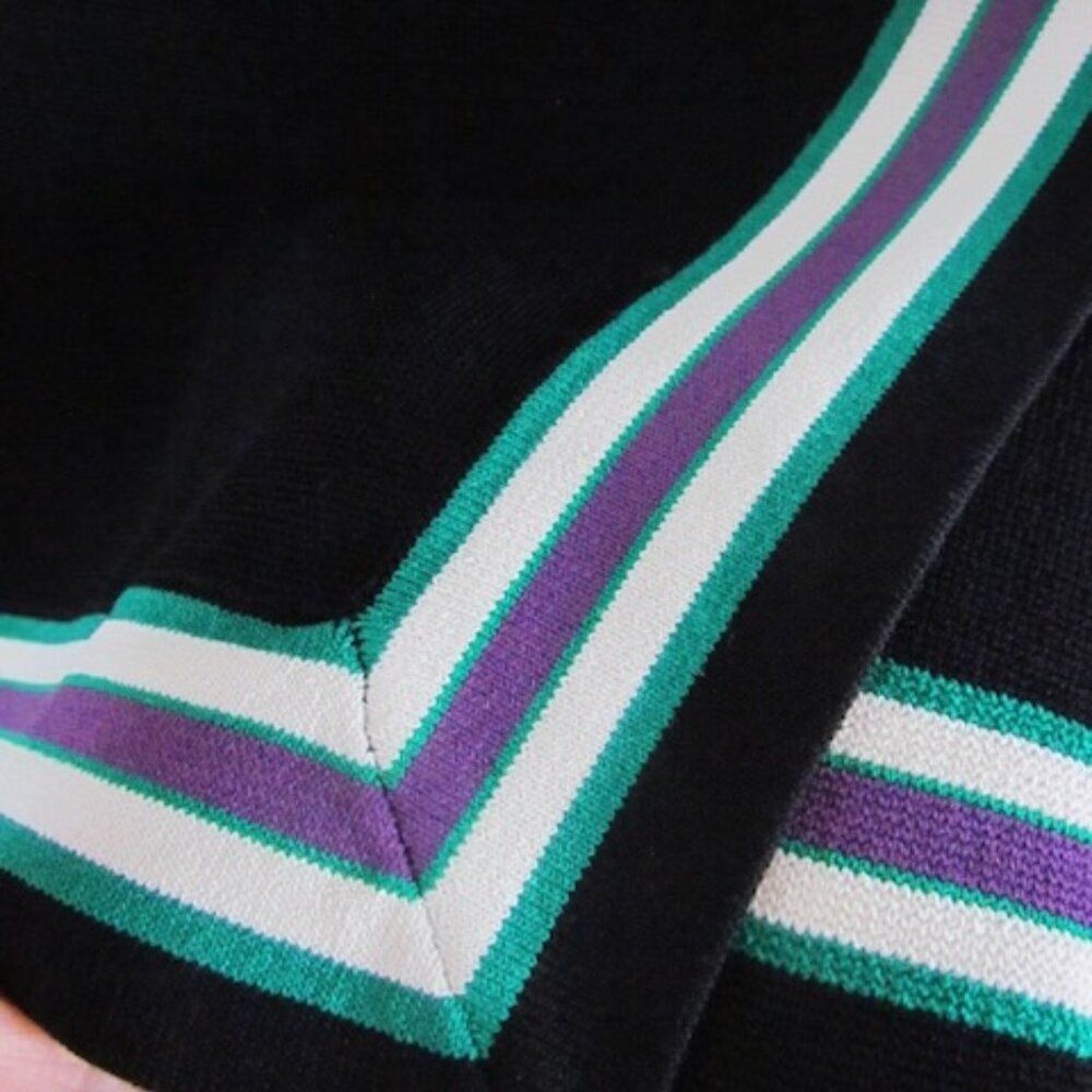 Sandro Paris Elodie Striped Crossover Skirt Noir Stripe Sz M = 2 - Picture 6 of 14
